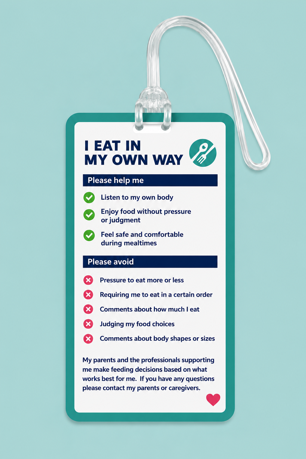 I Eat in My Own Way Lunch Box Tag